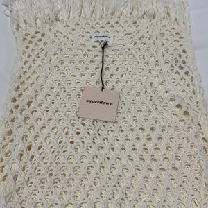 Superdown Ivory Crochet Knit Top